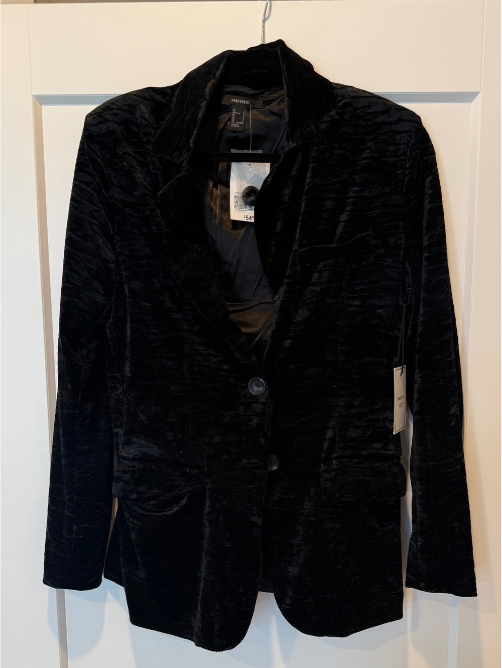 NWT Forever 21 Black ‘Velvet-like’ Blazer Jacket Size Small
